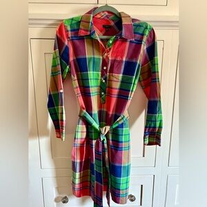Talbots plaid shirt dress.